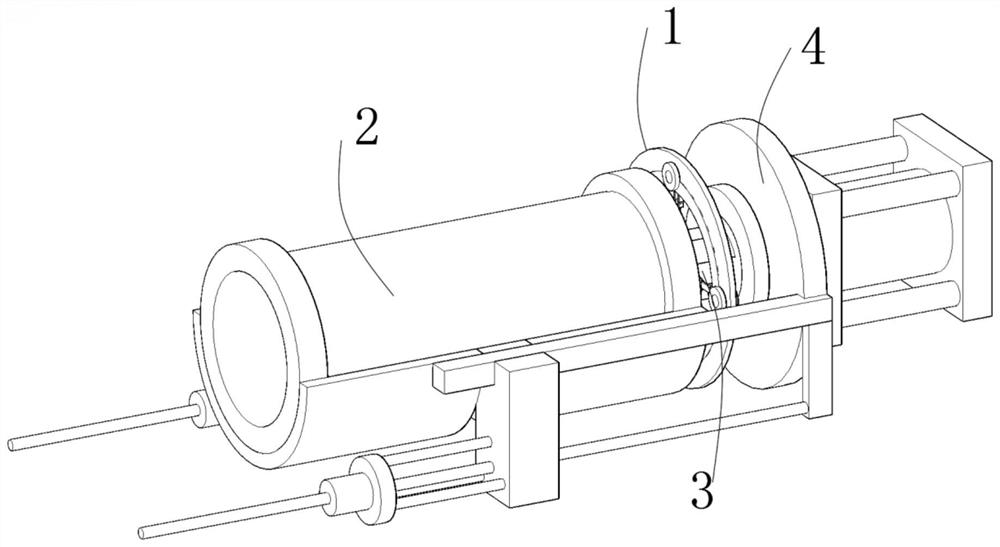 A synchronous pipe body cutting and pushing device