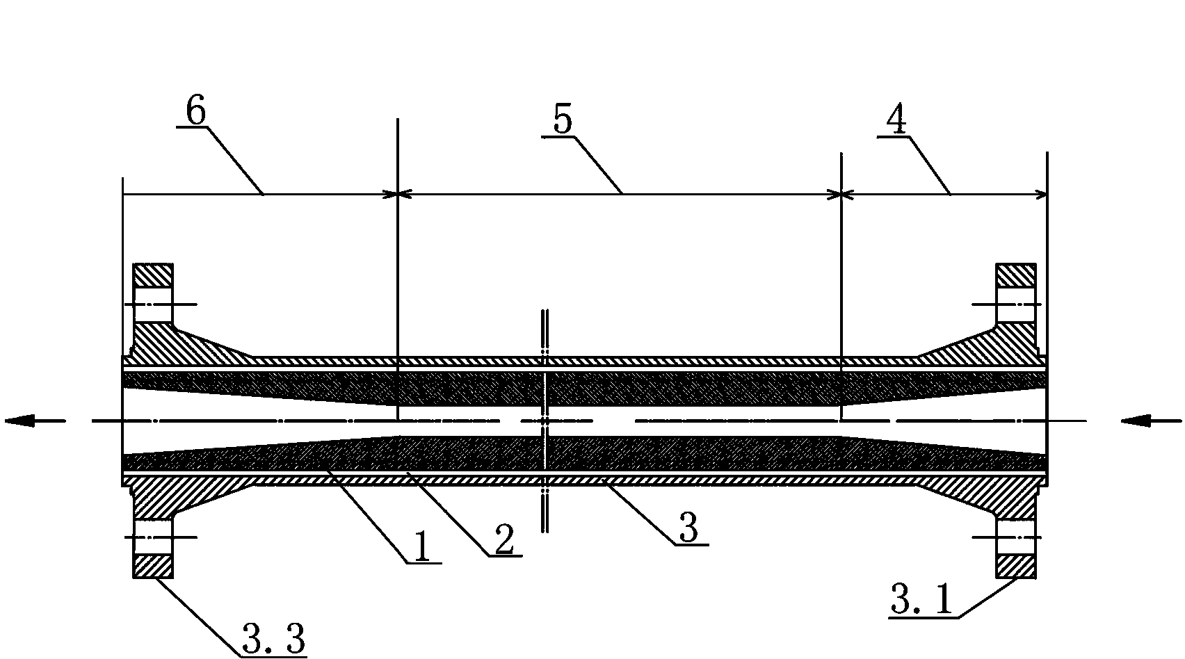 Multi-layer composite wear-resistant pressure reduction pipe and manufacturing method thereof