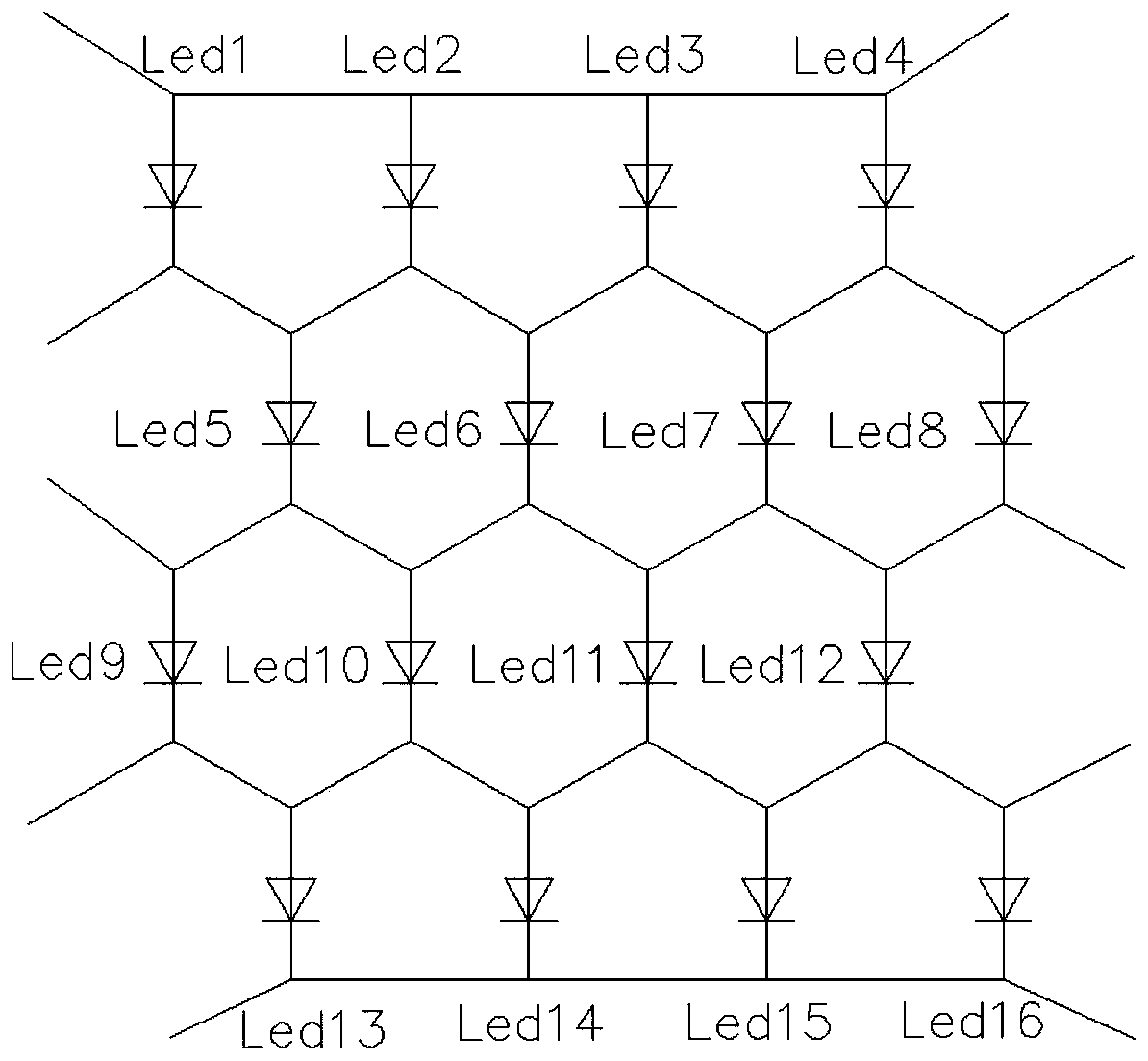 LED surface light source light engine based on honeycomb arrangement and production method thereof