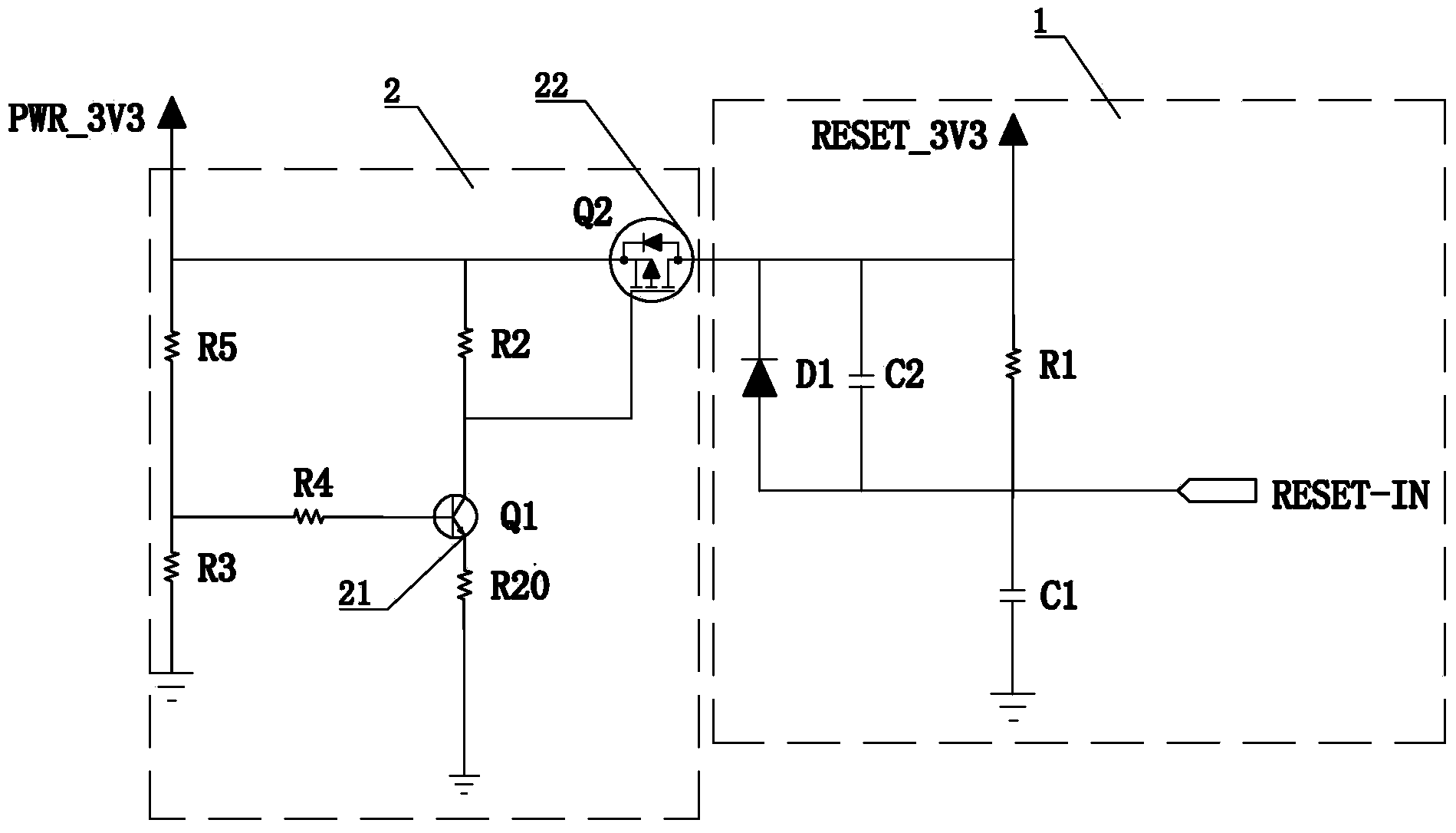 RC reset circuit with power supply inspection and control function