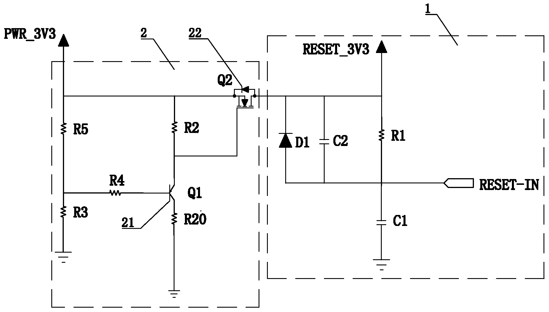 RC reset circuit with power supply inspection and control function