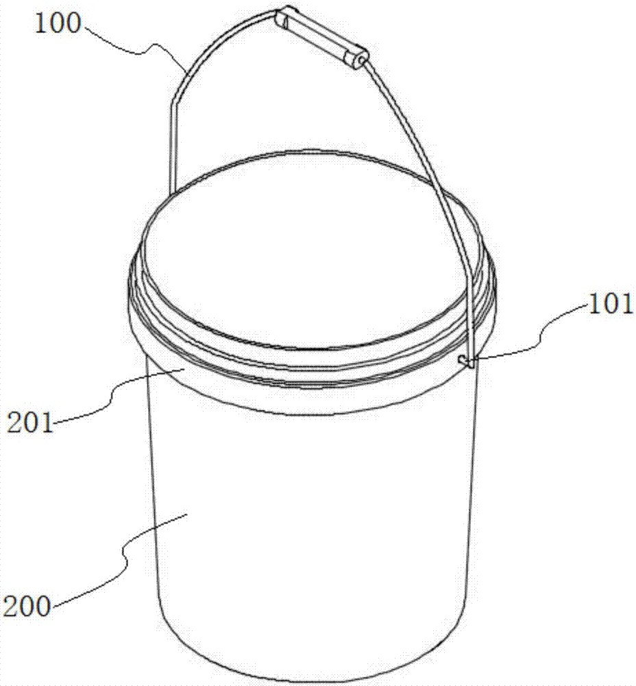 Positioning assembling device for barrel handle and container barrel