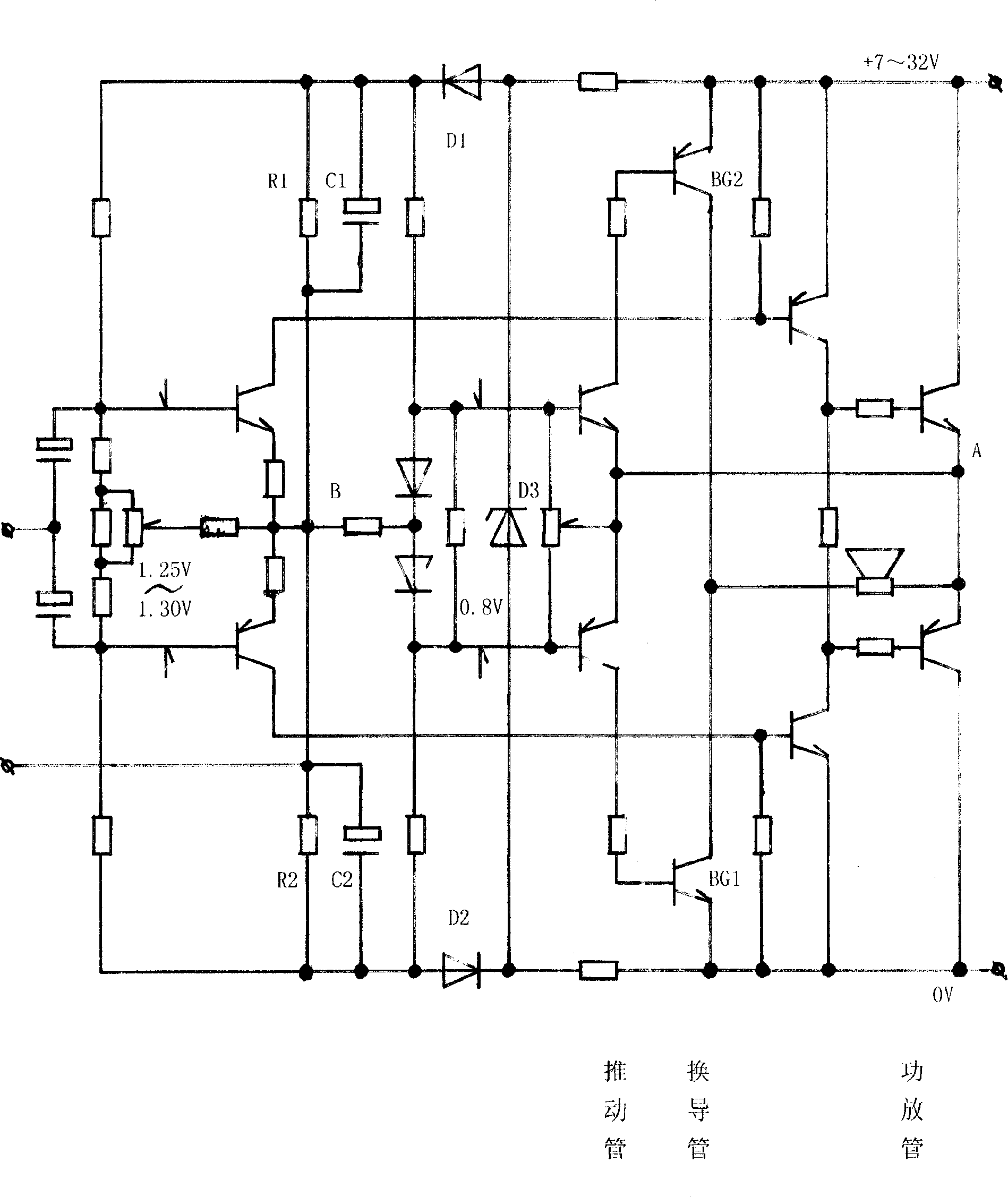 Guide changing type symmetrical power amplifier
