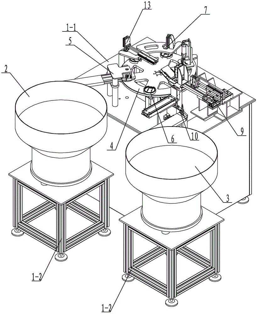 An automatic assembly machine for folding spoons, forks and box lids for canned/canned food