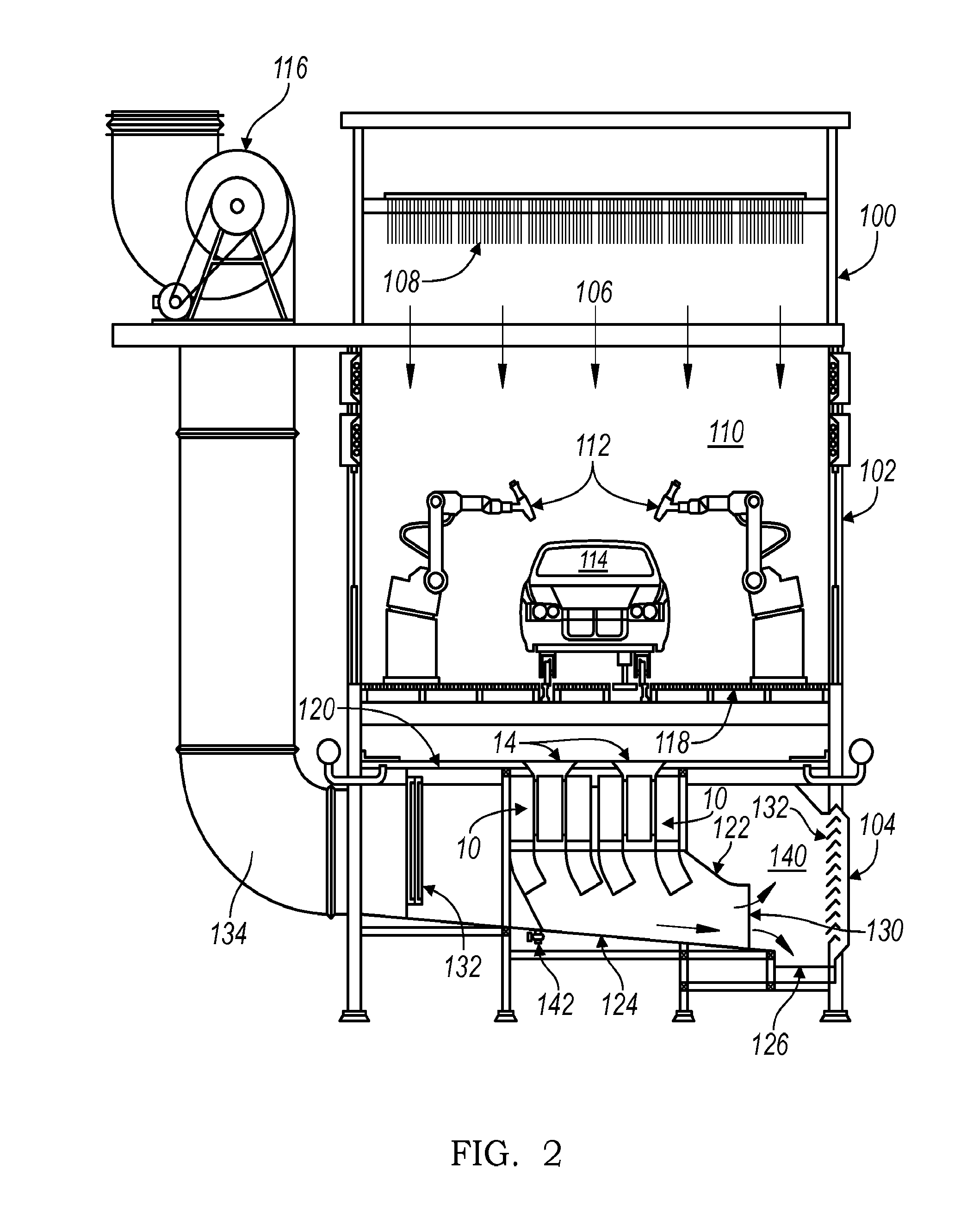 Spray Booth With Shallow Depth Under Section and Wet Scrubber