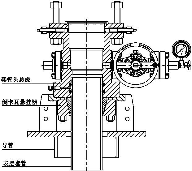 Wellhead assembly bottom connecting device for shortening surface-drilling working time