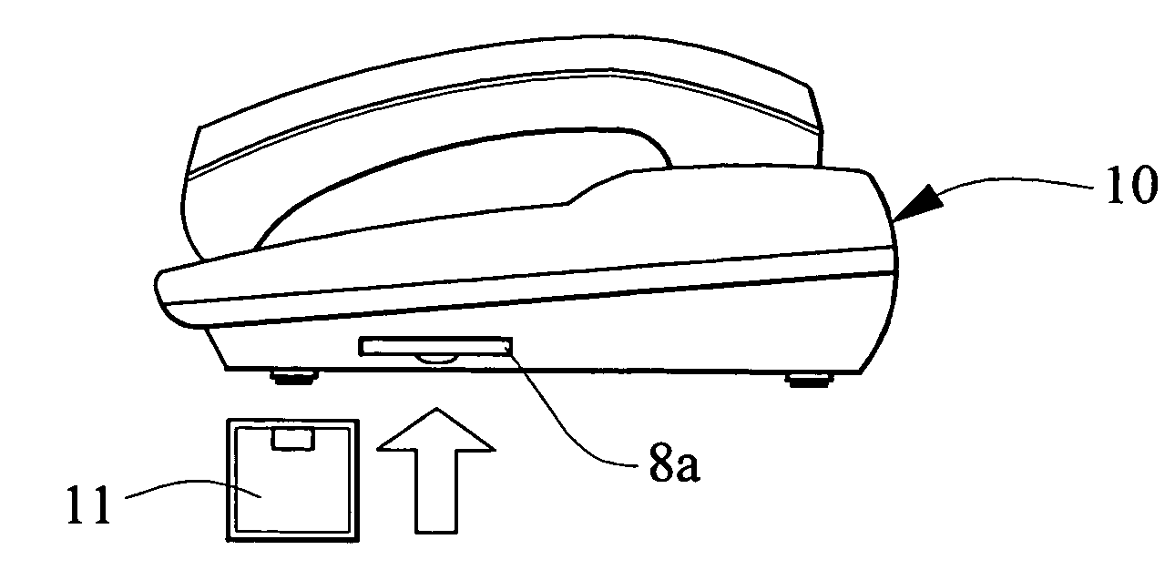 Telephone having slot for receiving a removable memory card