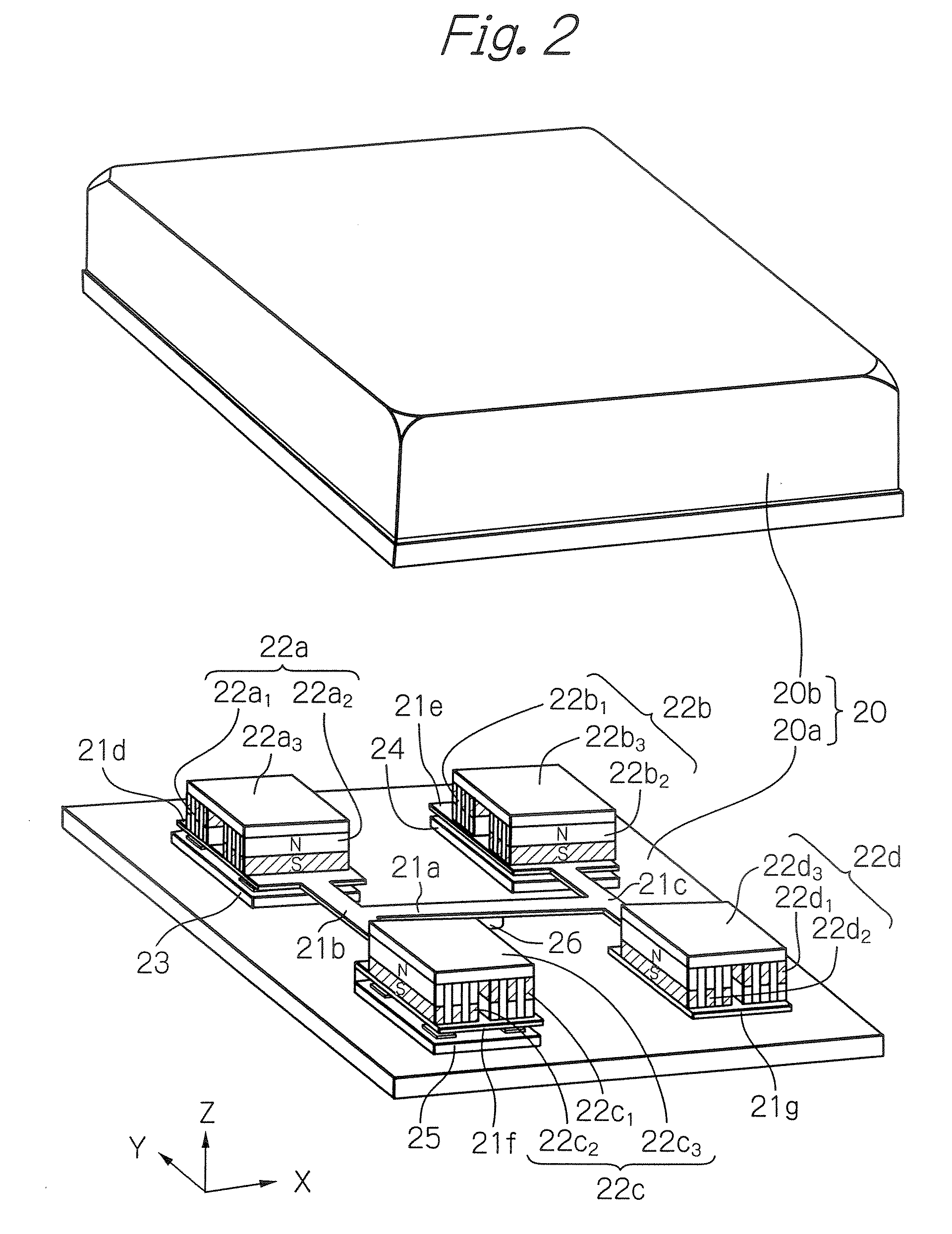 Acceleration sensor and magnetic disk drive apparatus