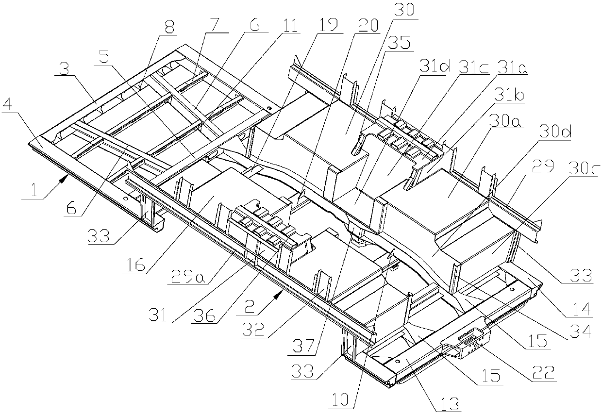 Body chassis of 100% low-floor tram