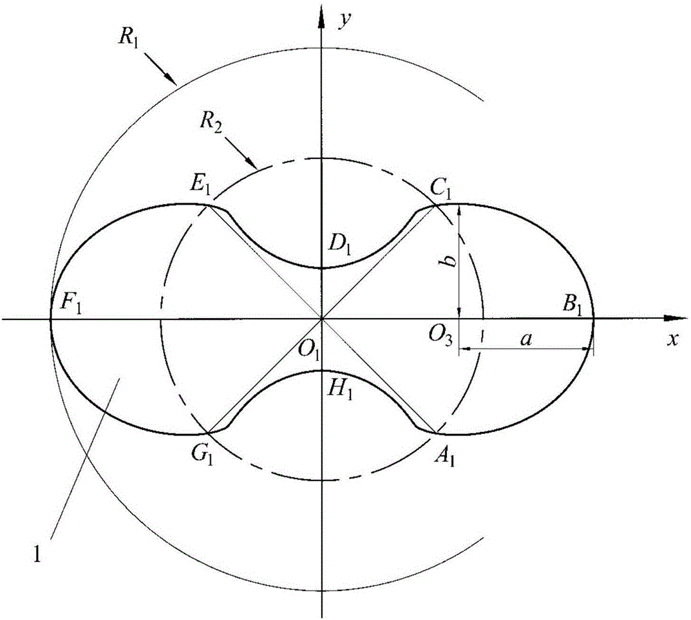 Elliptical-arc-shaped Roots rotor