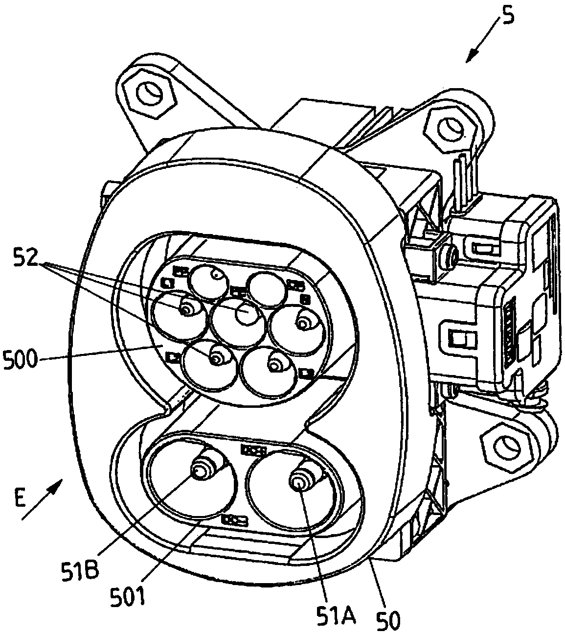 Plug-in connector with a heat capacity element arranged on a contact element