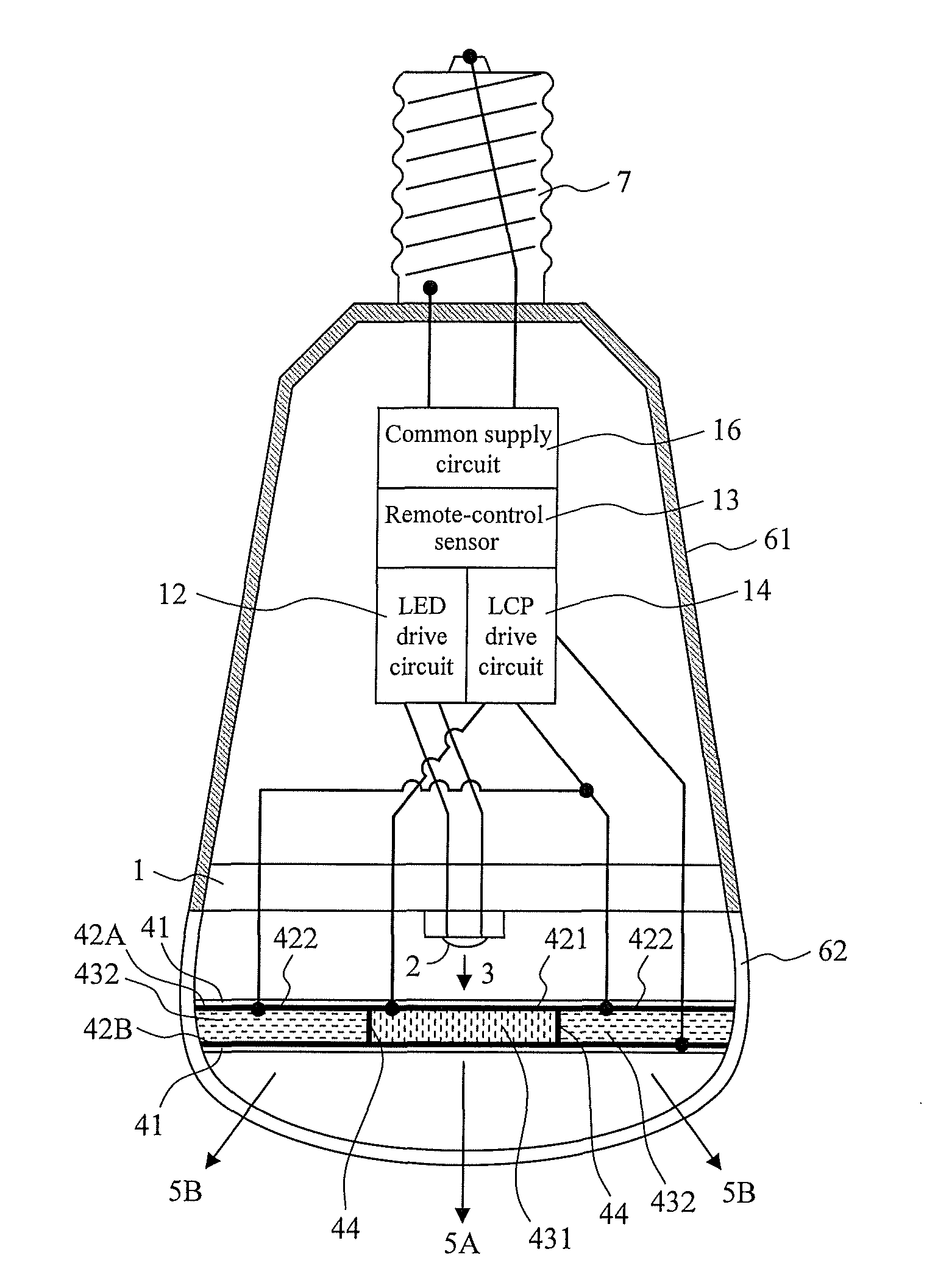 LED lighting apparatus emitting controlled spatial illumination light