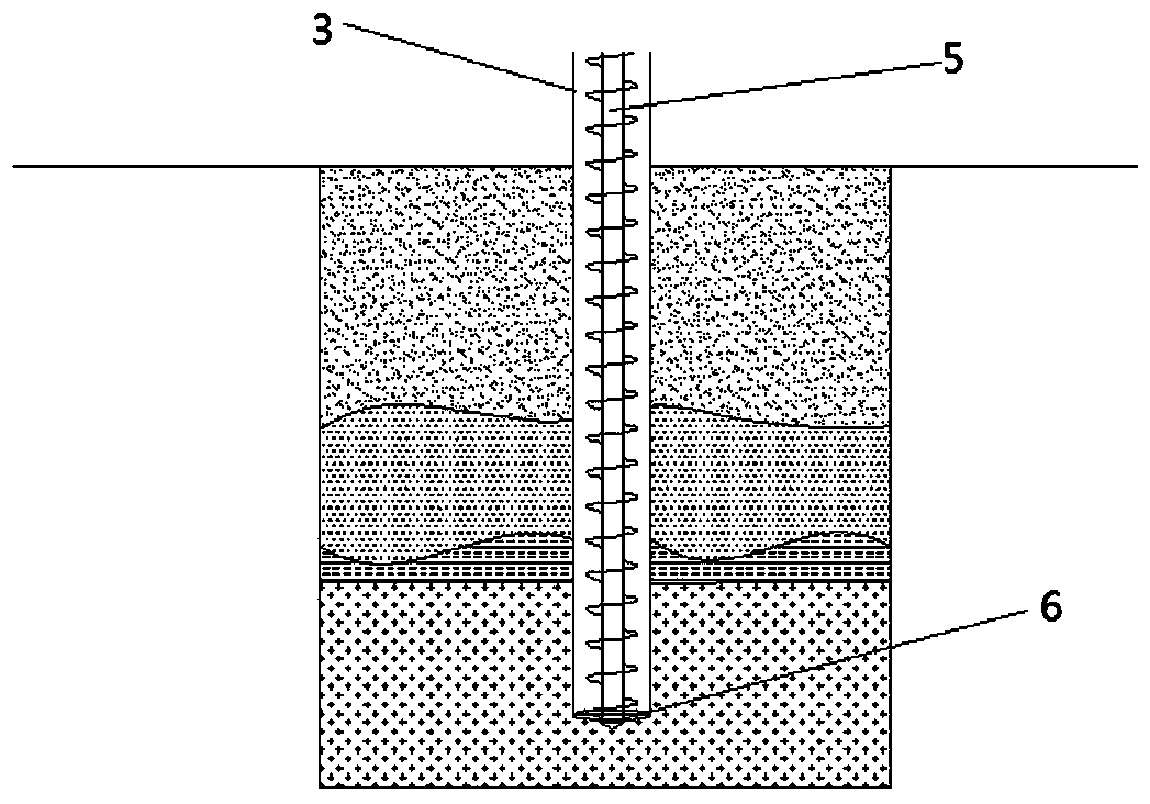 Construction method of long auger drilled grouting pile with medium hole vibrating casing retaining wall