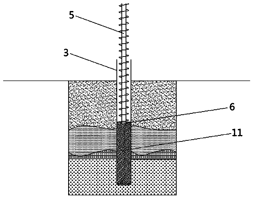 Construction method of long auger drilled grouting pile with medium hole vibrating casing retaining wall