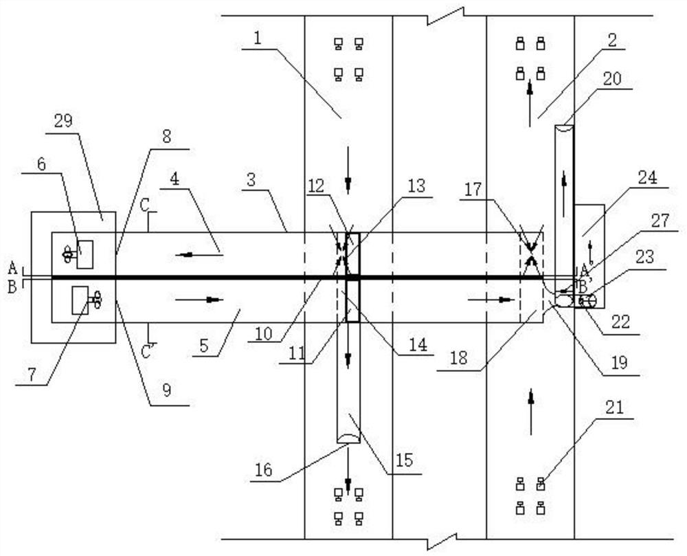 Adjustable intelligent feeding and discharging type ventilation system for double-track tunnel