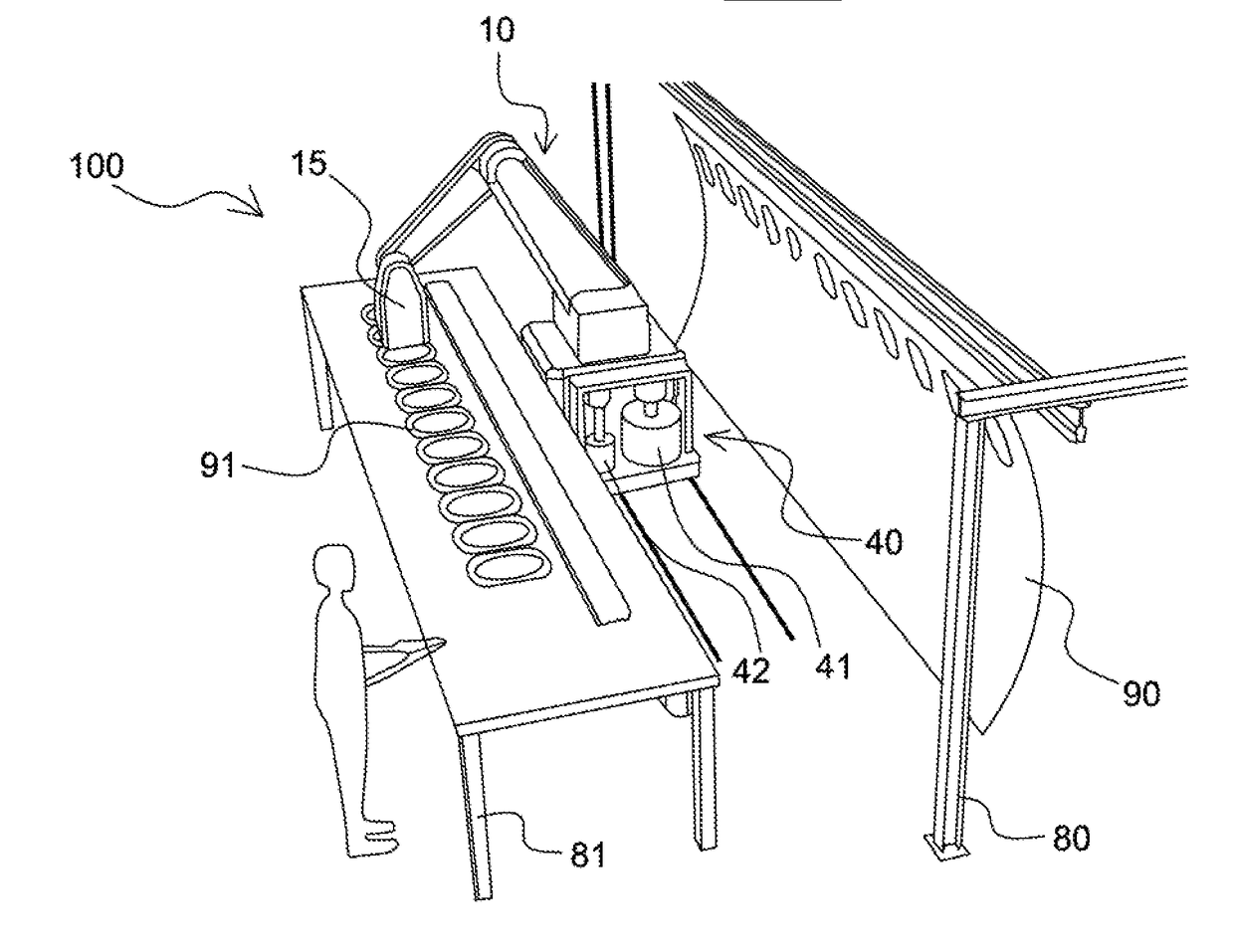 Device for pre-assembling parts, with the interposition of mastic, and pre-assembly method