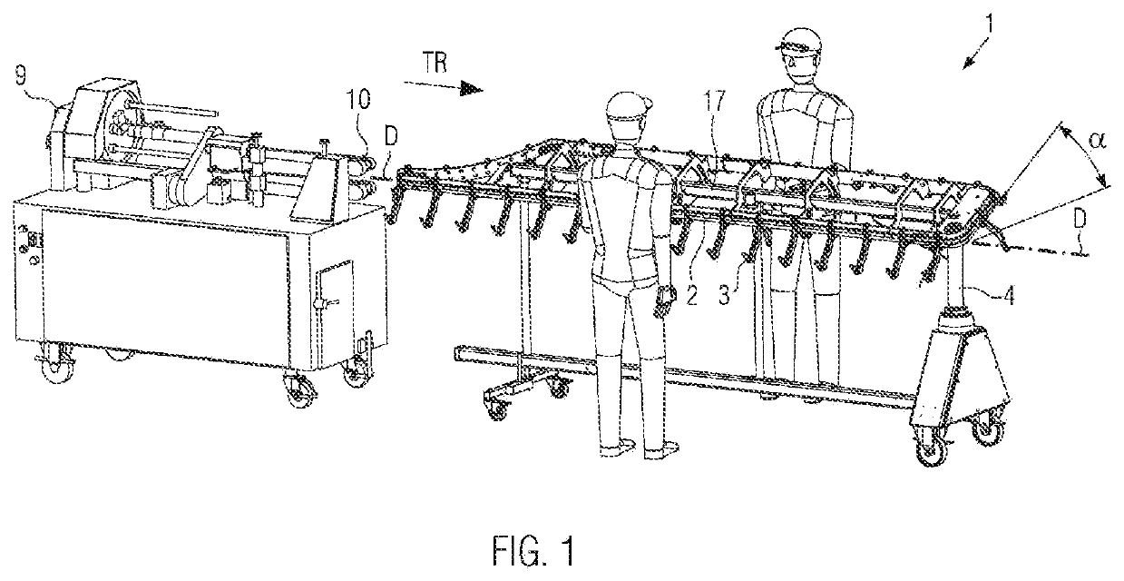 Suspension unit with inclined guide rail