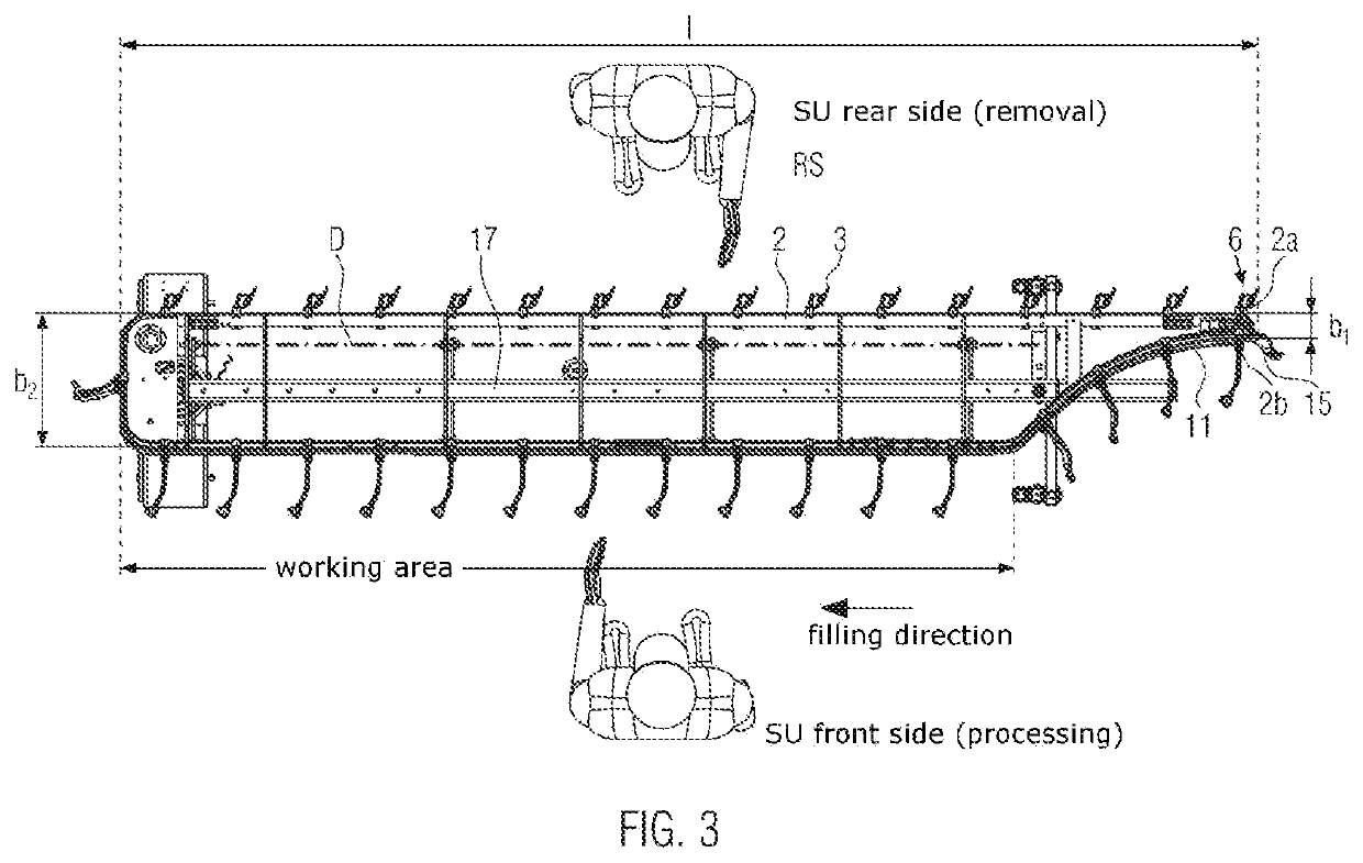 Suspension unit with inclined guide rail