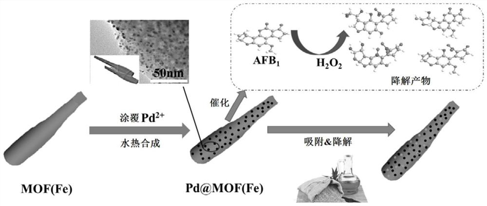 Application of metal organic framework material in removal of aflatoxin and method for removing aflatoxin