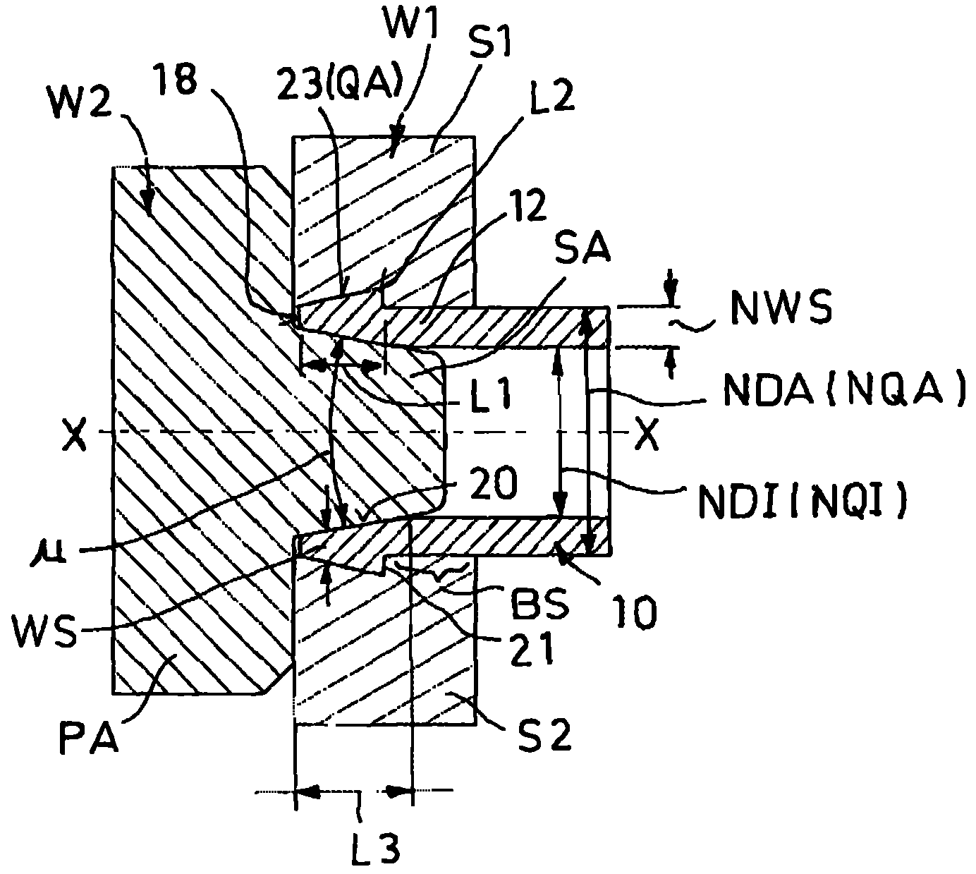 Screwed pipe joint and method for the production thereof