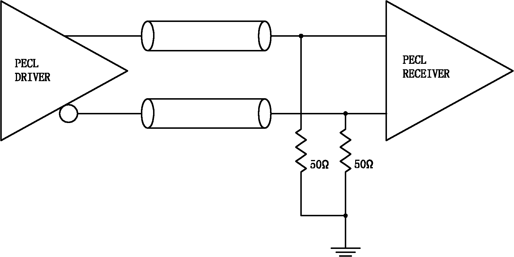 PECL (Positive Emitter Coupling Logic) level interface circuit