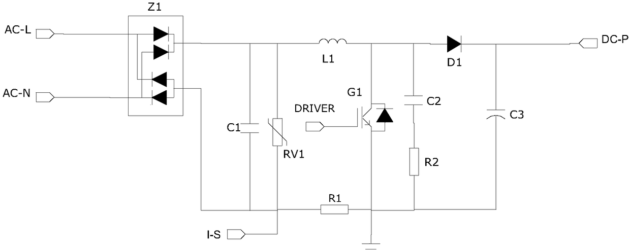 Overcurrent protection device, PFC circuit, air conditioner and overcurrent protection method thereof