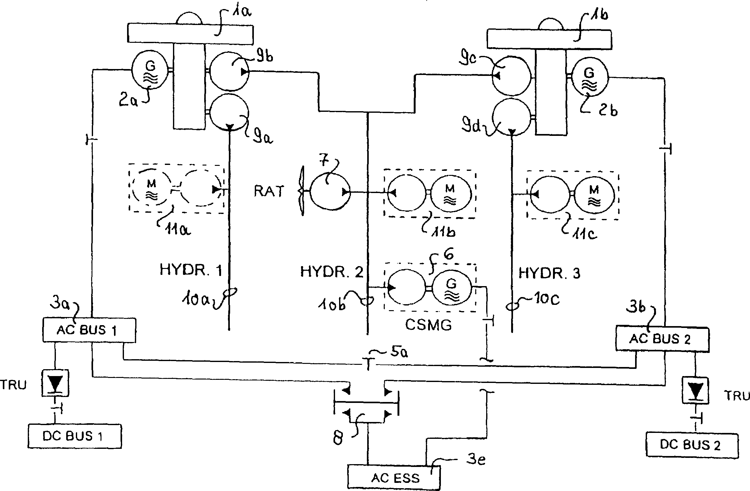 Power changing system for two-way changing between hydraulic energy and electric energy