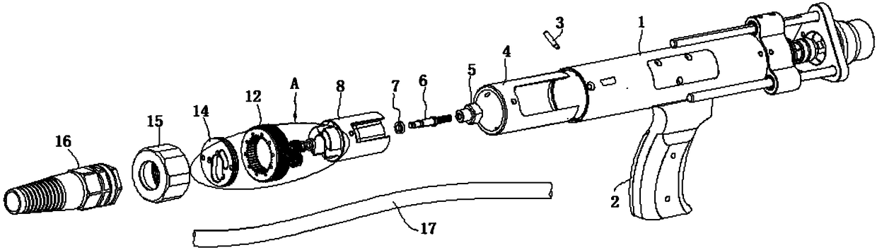 Tail line-out knob adjusting structure of draw-arc-type stud welding gun