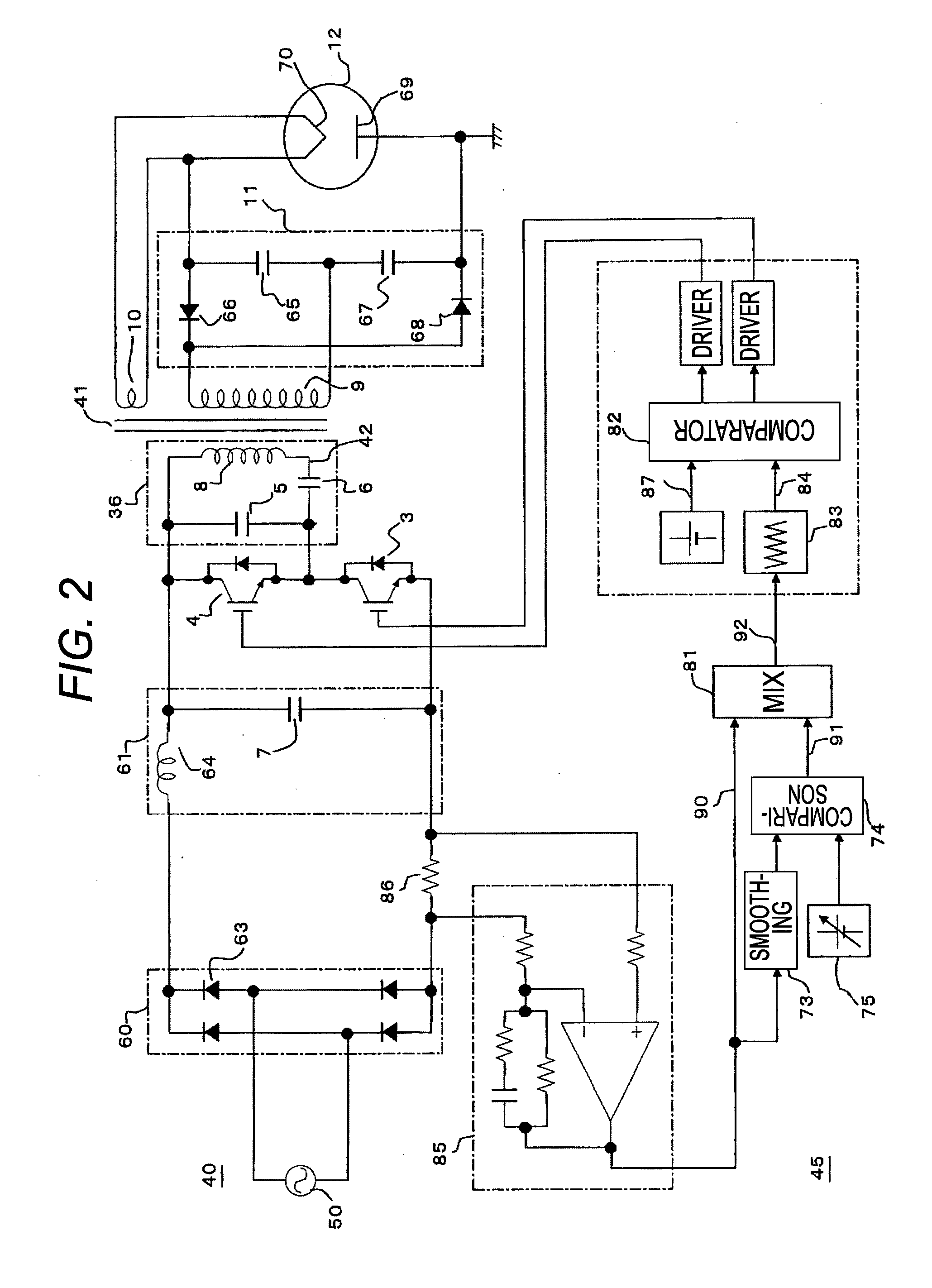 Power control unit for high-frequency dielectric heating and control method thereof