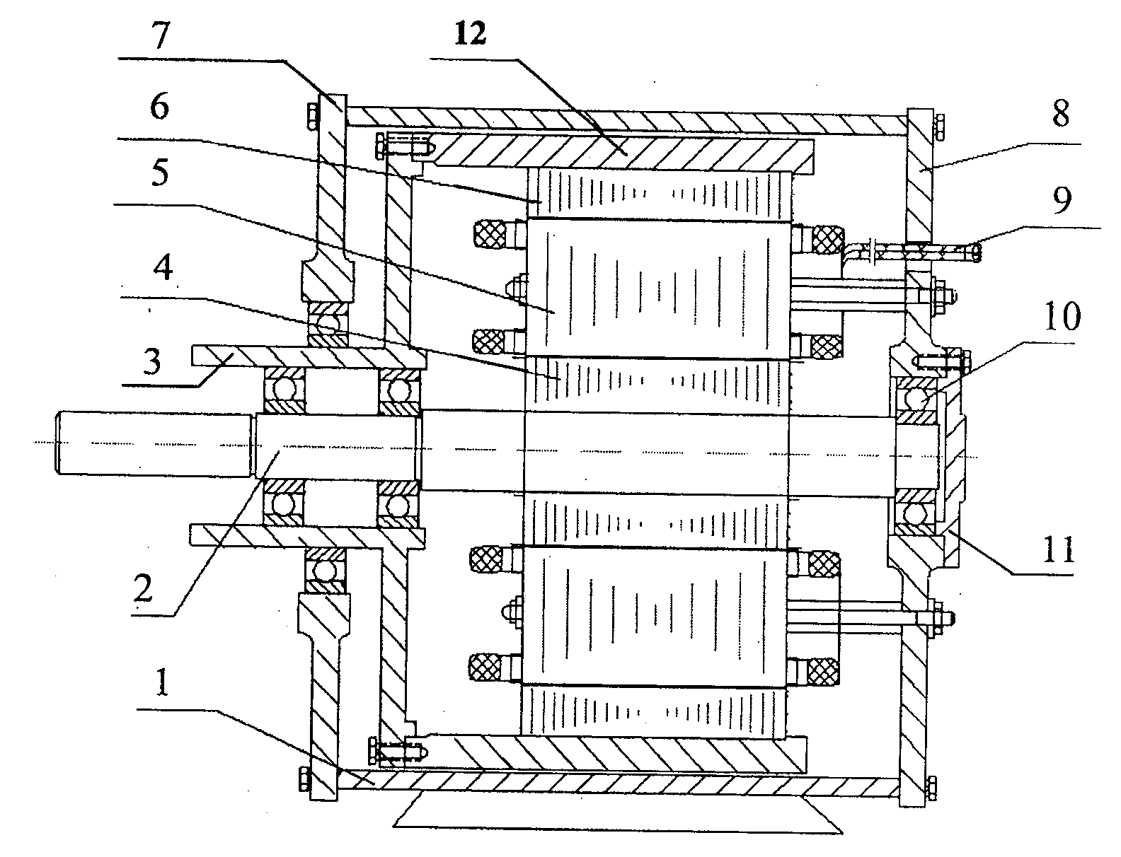 Integrated alternating current electric motor for mixed power automobile