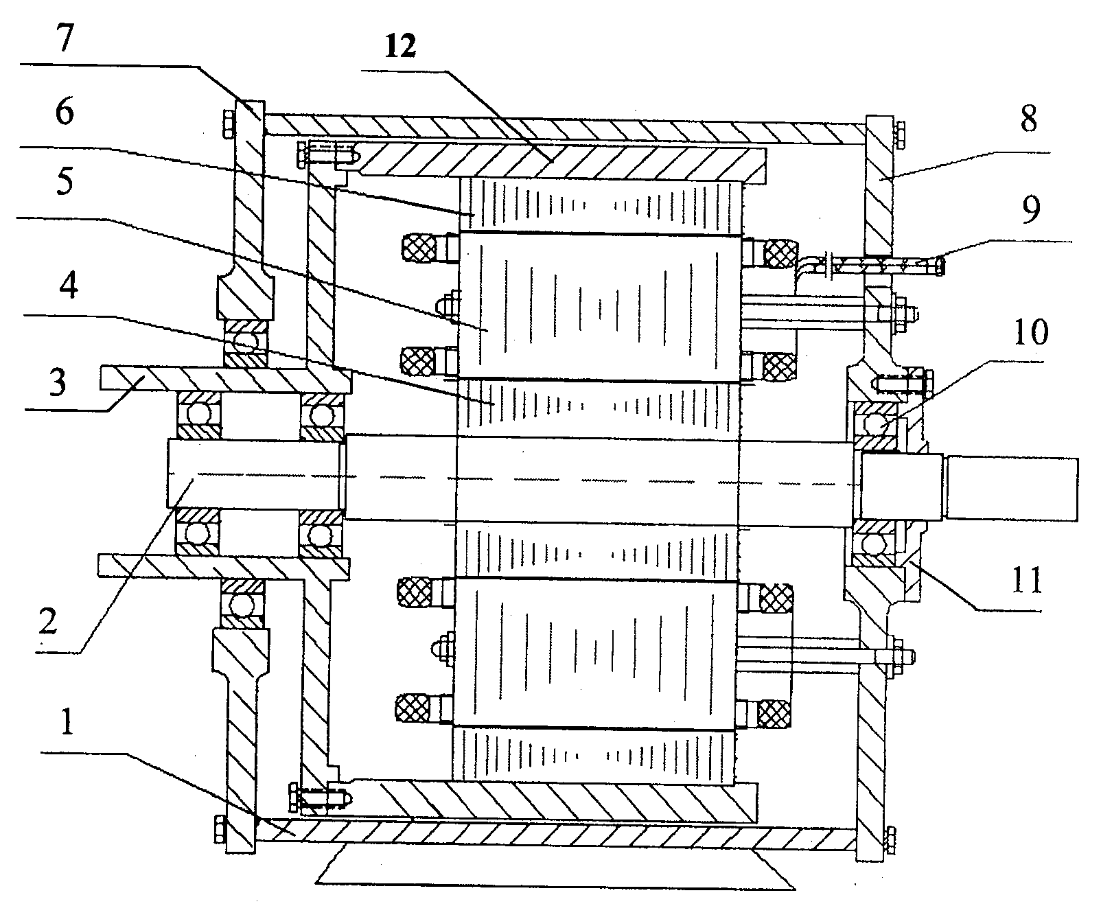 Integrated alternating current electric motor for mixed power automobile