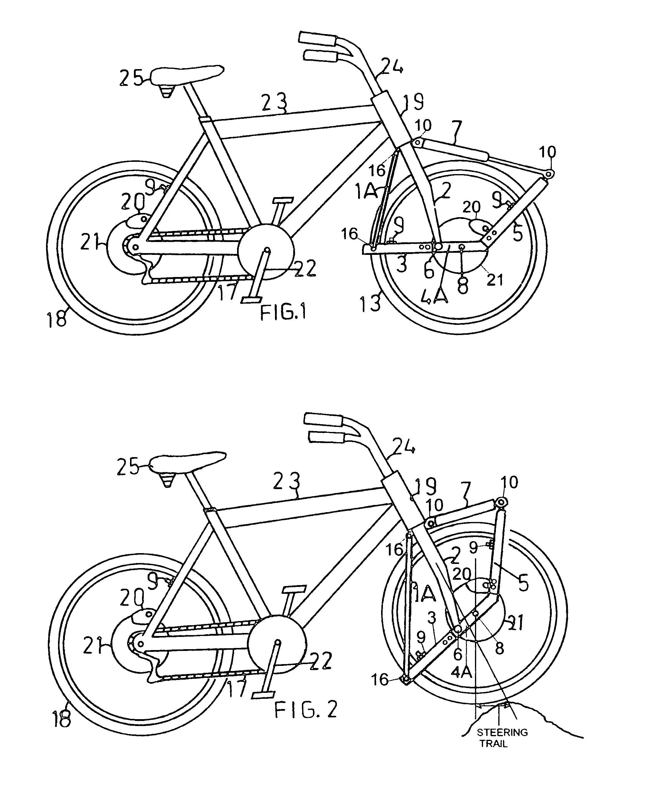 Steerable leveraged suspension system suitable for use on a bicycle