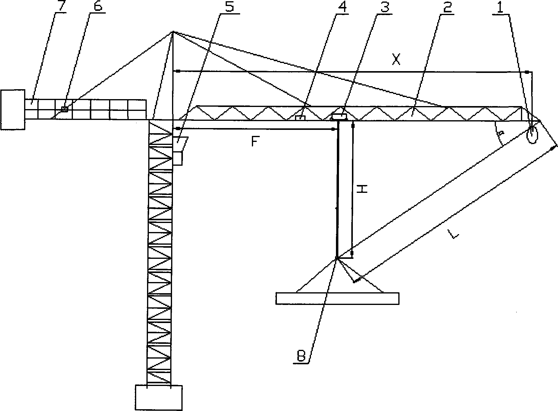 Automatic guiding system and method of tower crane