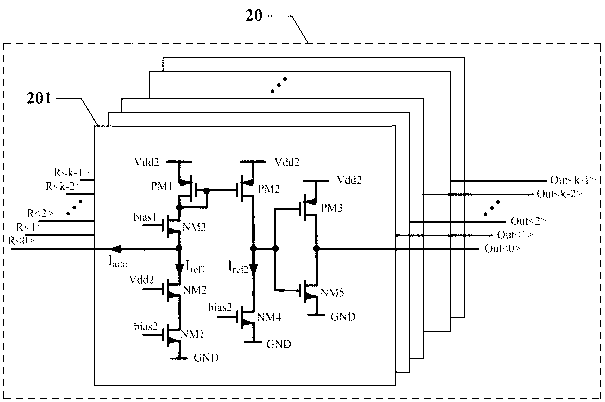 Transmission circuit of digital output signals in infrared focal plane array reading circuit