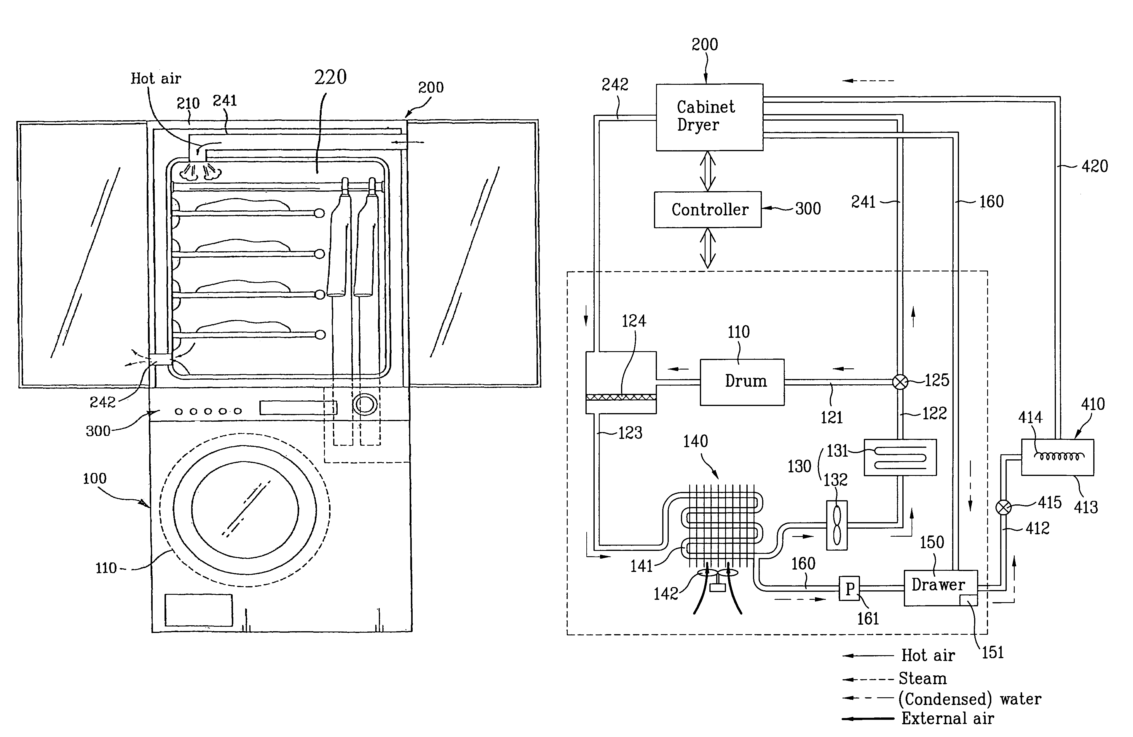 Operation method and device for combination dryer
