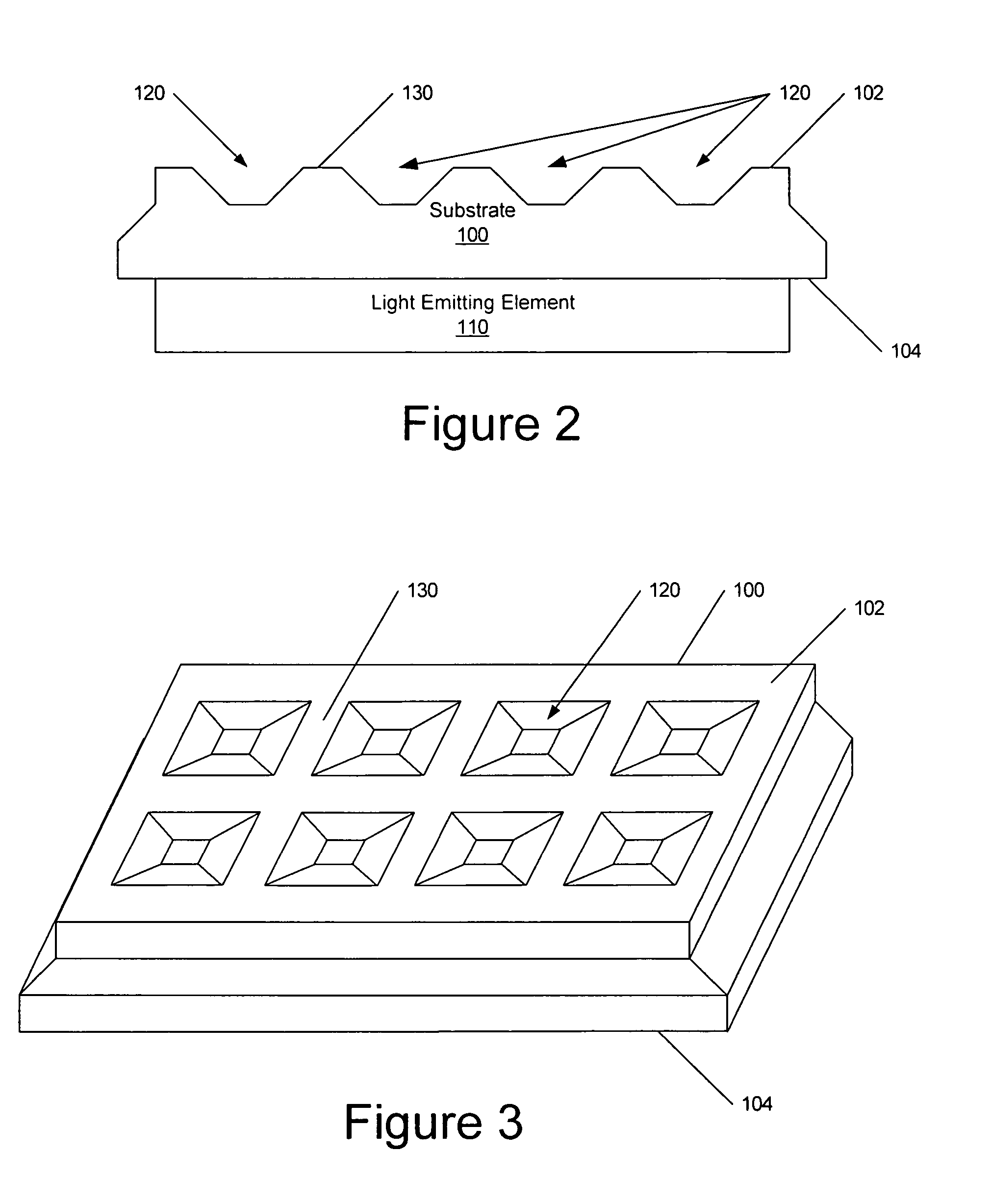 Laser patterning of light emitting devices and patterned light emitting devices