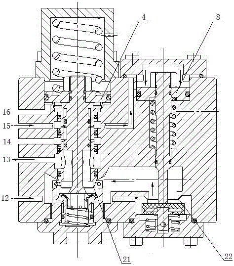 Double-heading valve with automatic changeover function