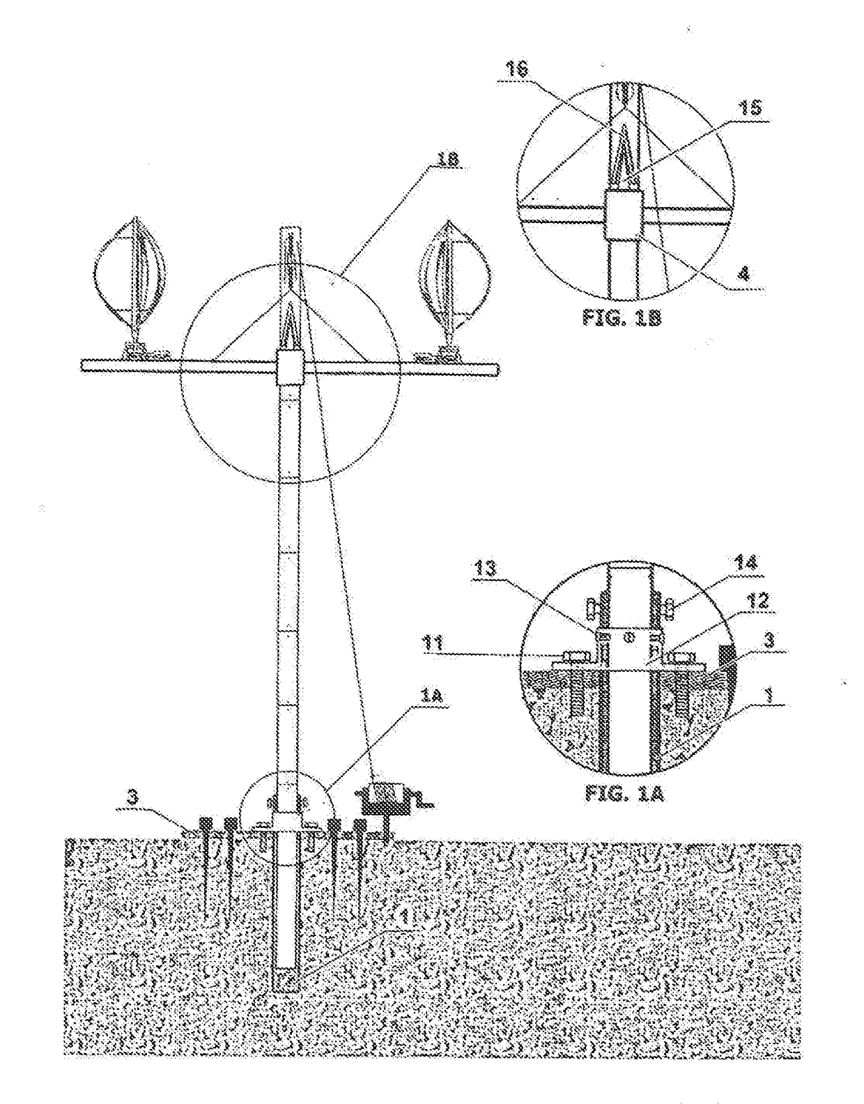 Method and means for mounting wind turbines upon a column