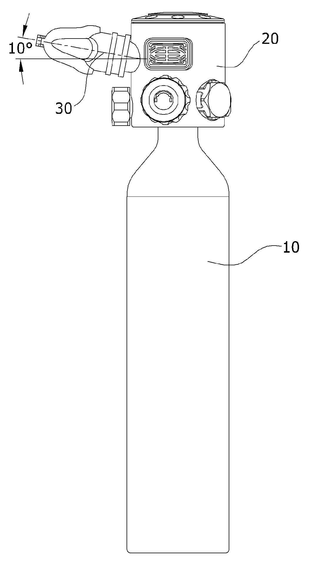 Breathing apparatus structure with two-stage reduced-pressure spare air bottle head