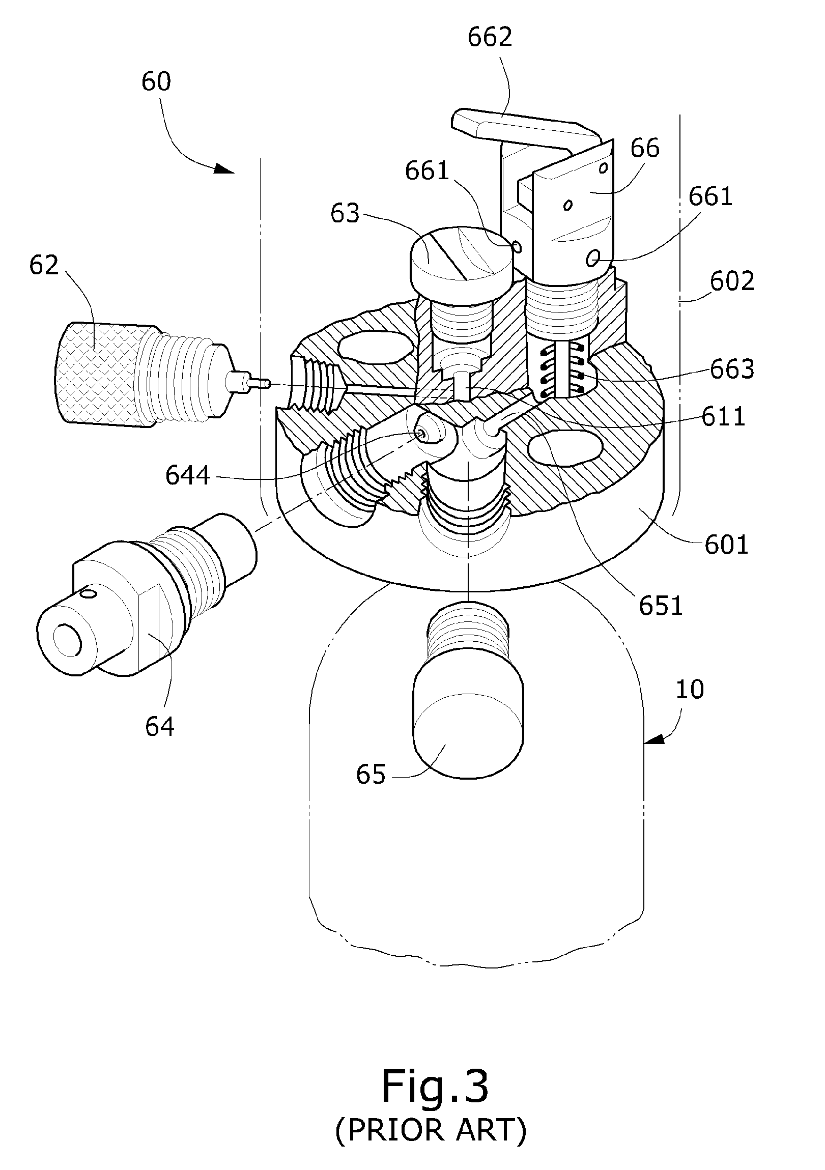 Breathing apparatus structure with two-stage reduced-pressure spare air bottle head