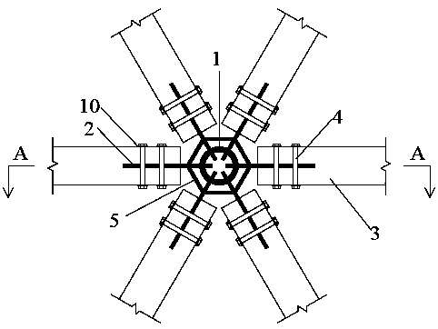 Bamboo latticed shell hollow sphere connecting joint welded with steel insertion sheets and installing method