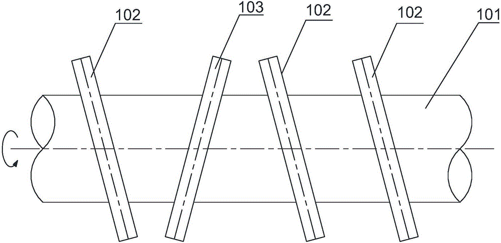 Paddle shaft provided with reverse blade of steam dryer