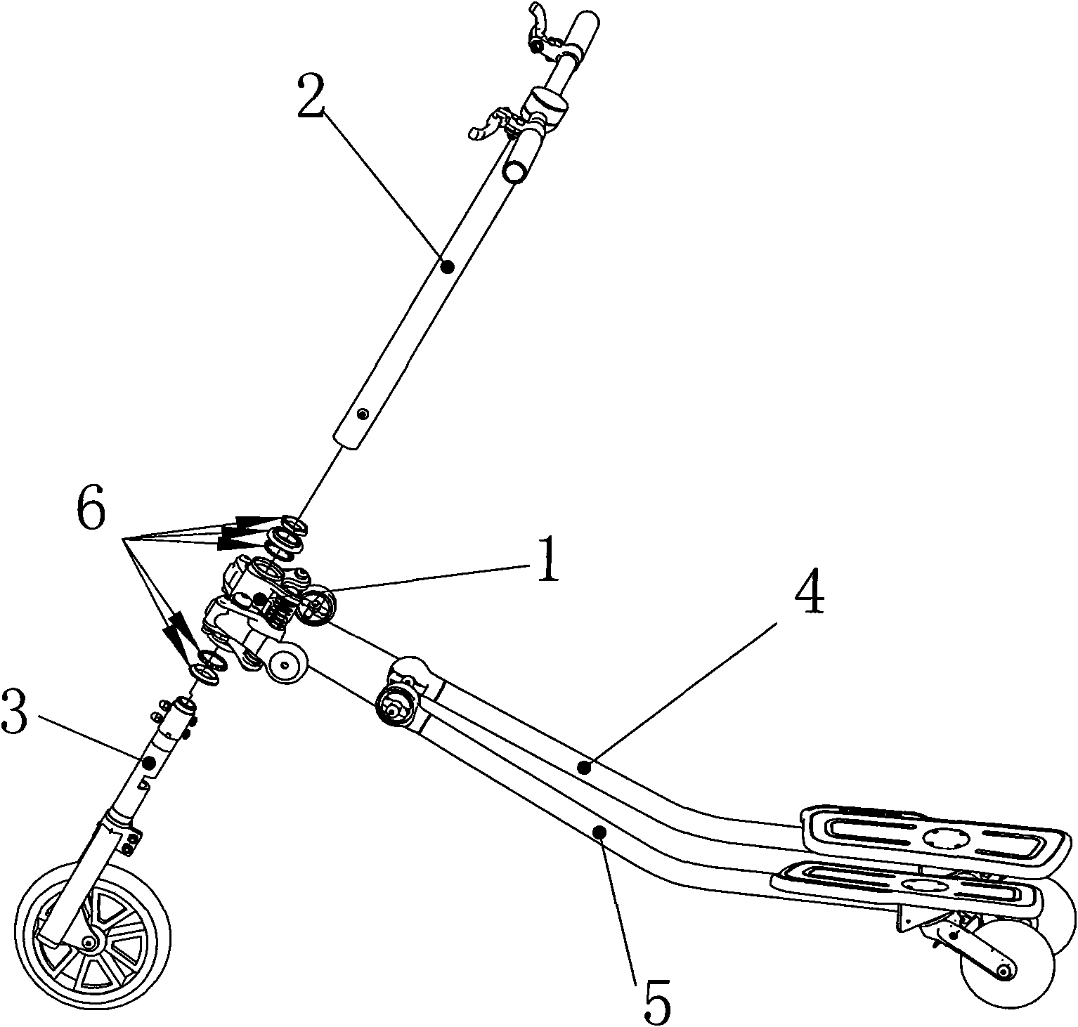 Novel three-wheeled sliding plate whole-body body-building scooter