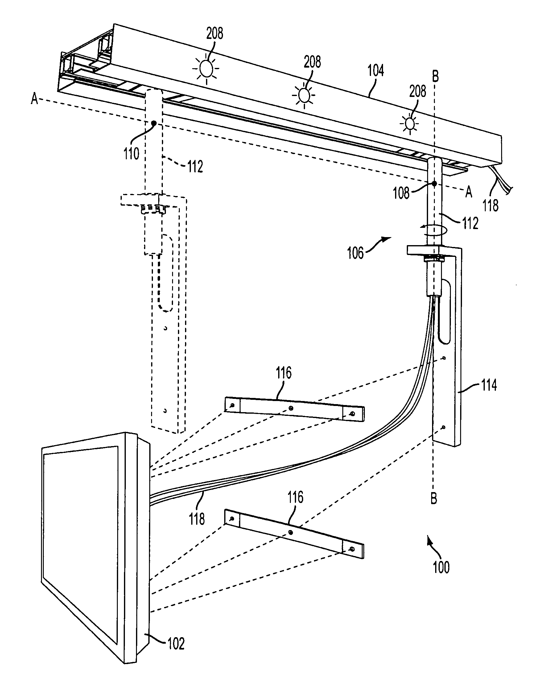 Cable management system for a movable display device
