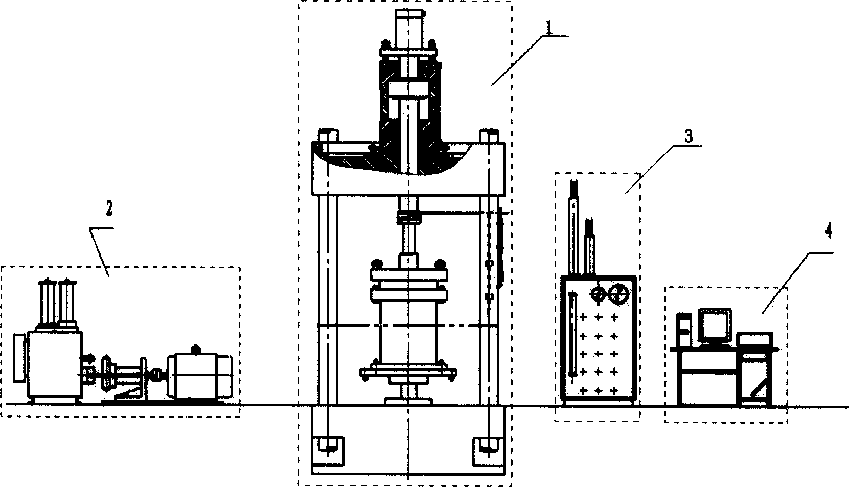 Large-sized multifunction material three-shaft static-dynamic test machine