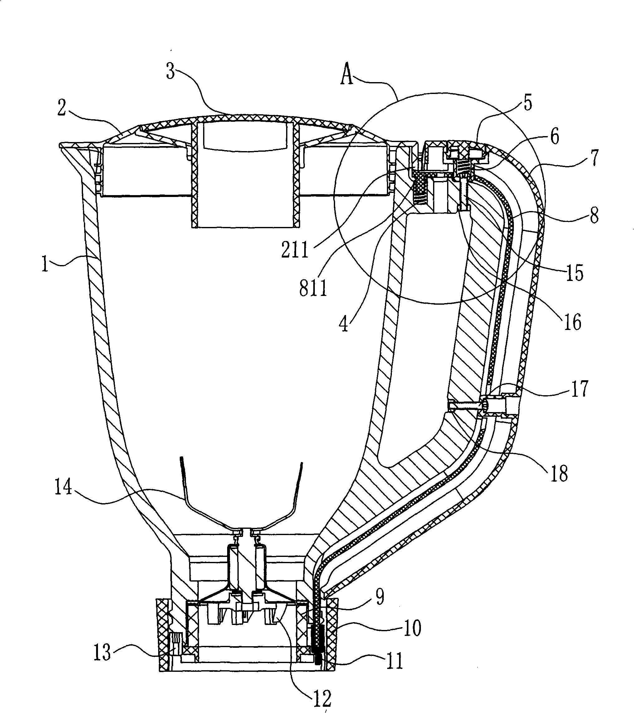 Fruit juice mixing cup link gear and link method