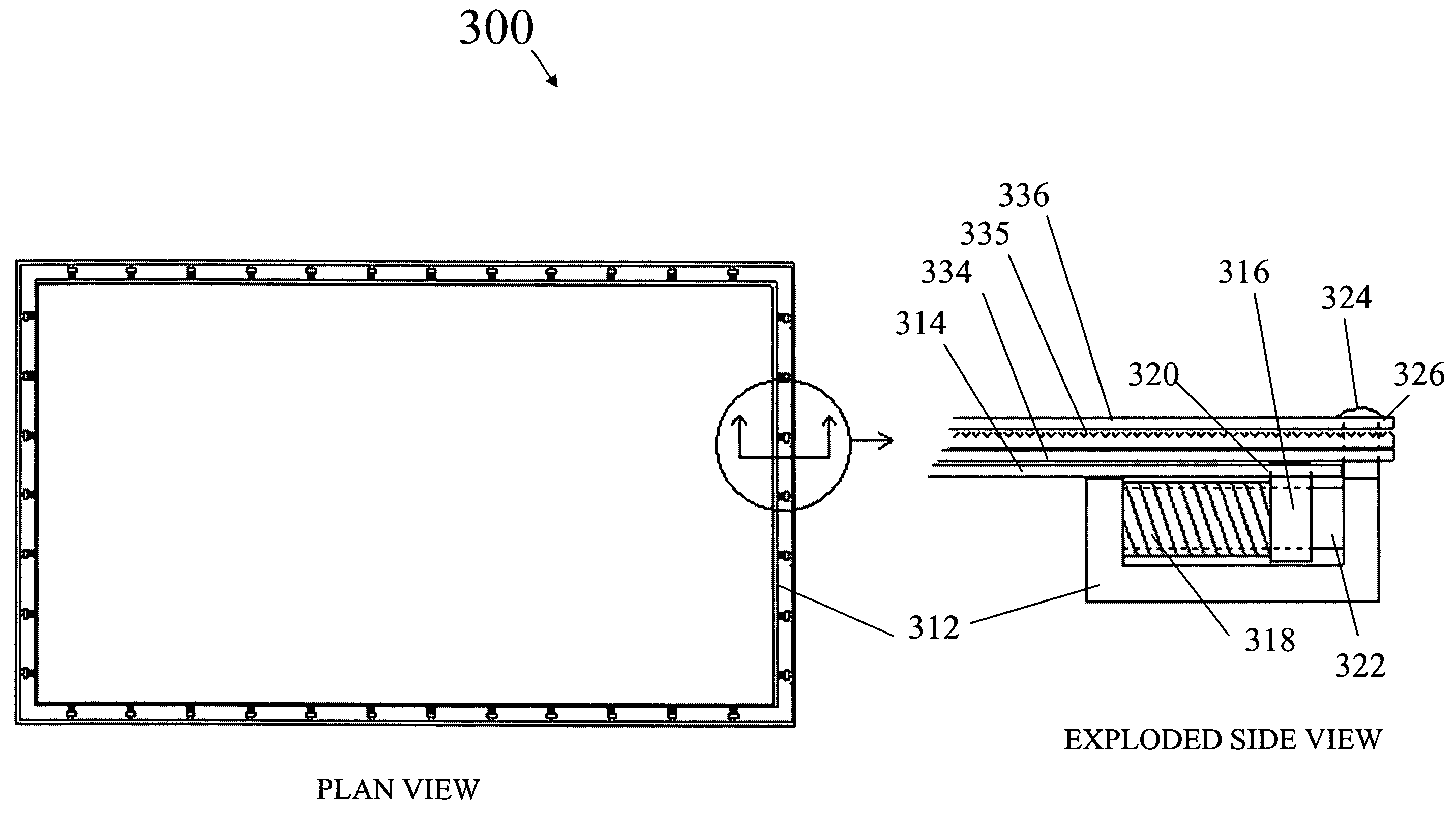Optical element comprising restrained asymmetrical diffuser
