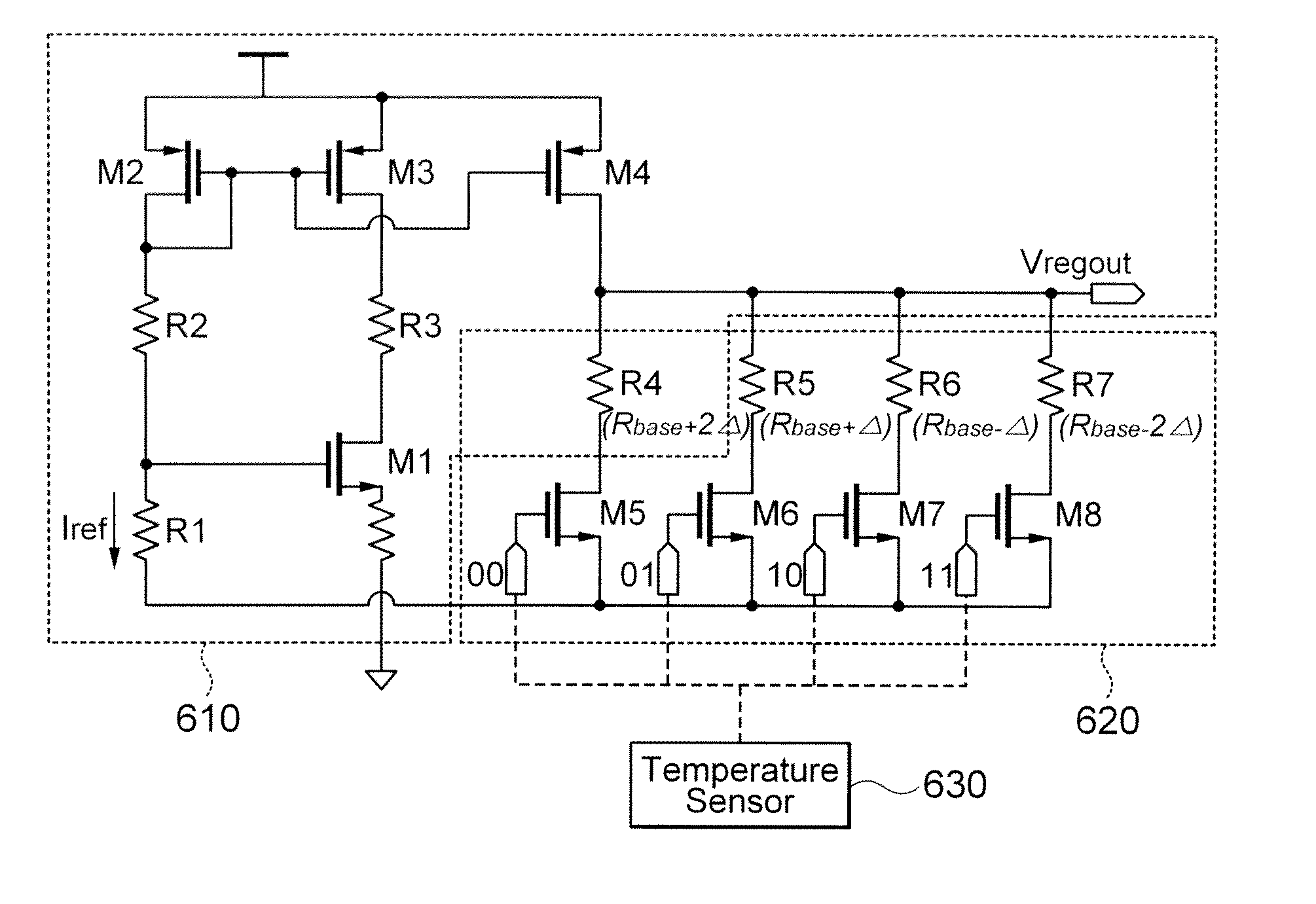 Circuit of outputting temperature compensation power voltage from variable power and method thereof