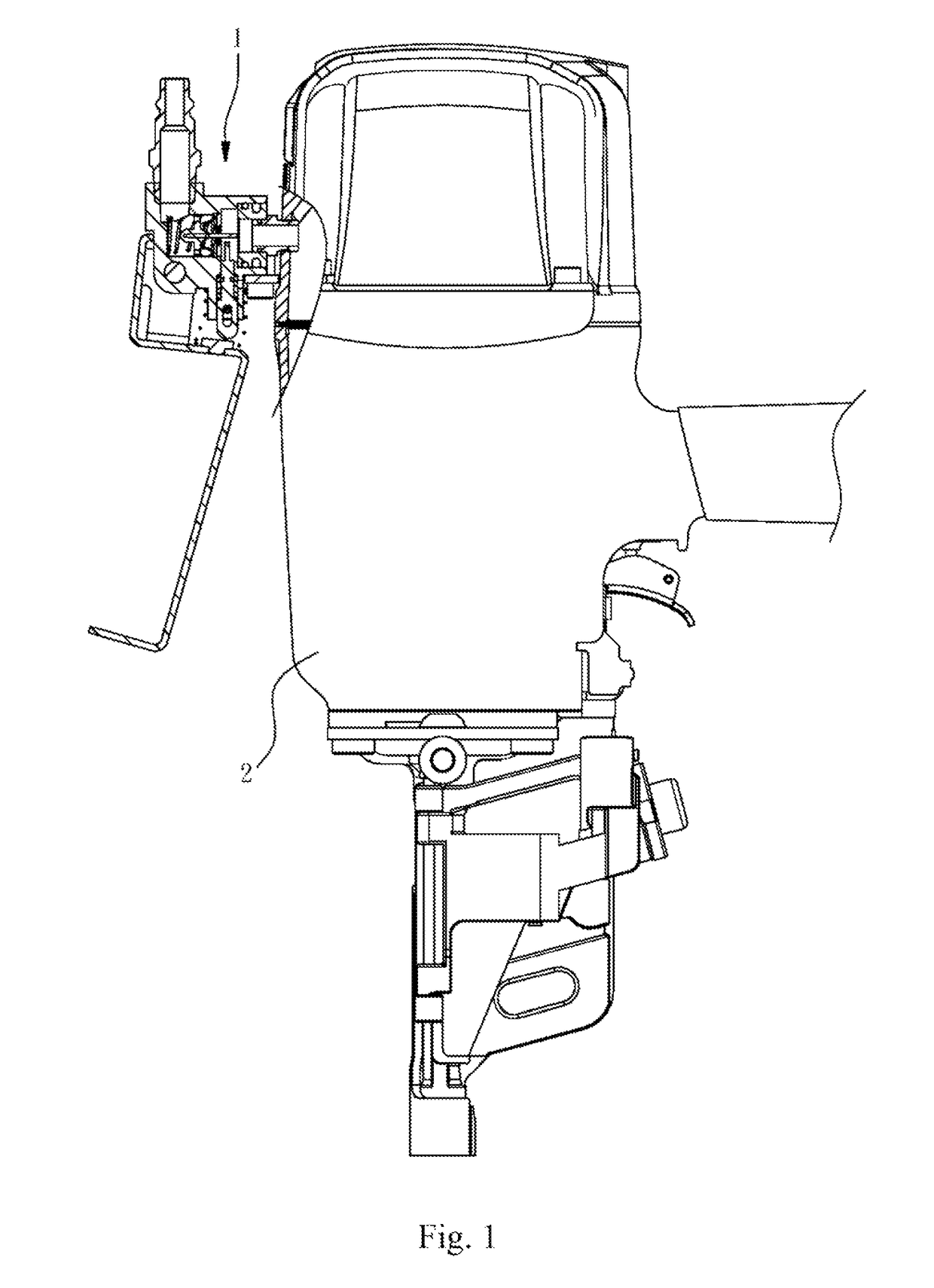 Air source controlling device for a pneumatic nail-gun
