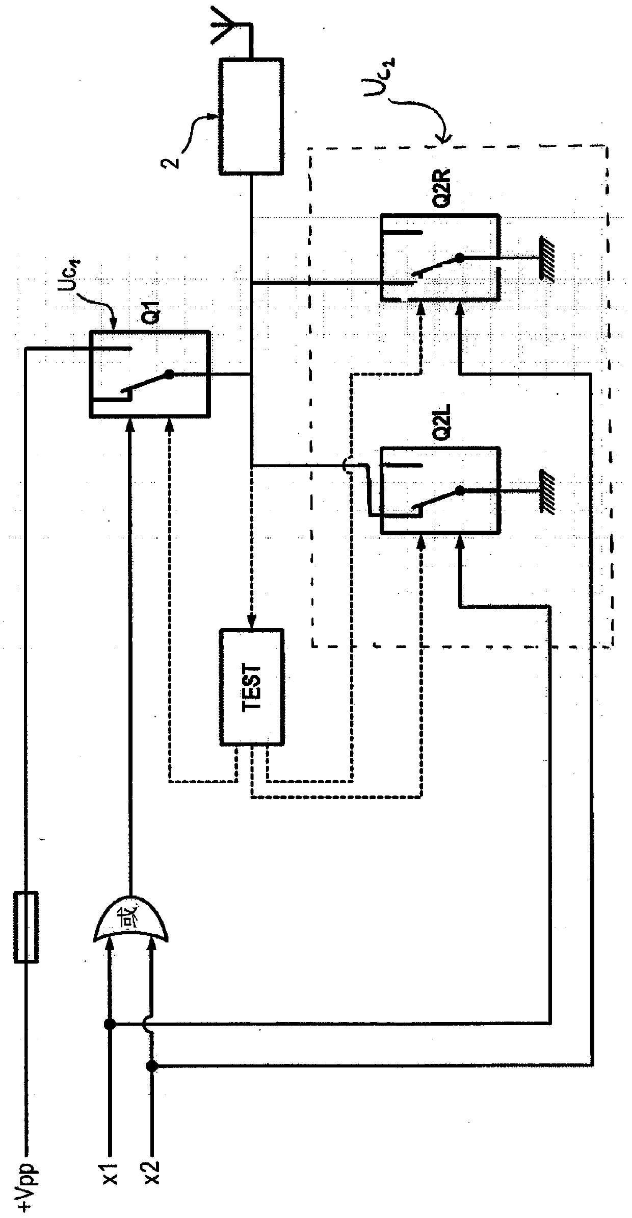 A circuit with transistors and fuses to cut off the power supply